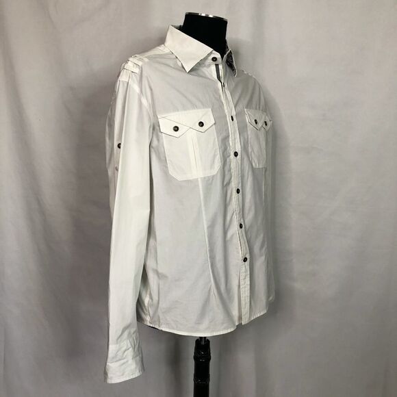 Toku White Cotton Embellished Shirt - Men’s L - Picture 3 of 9